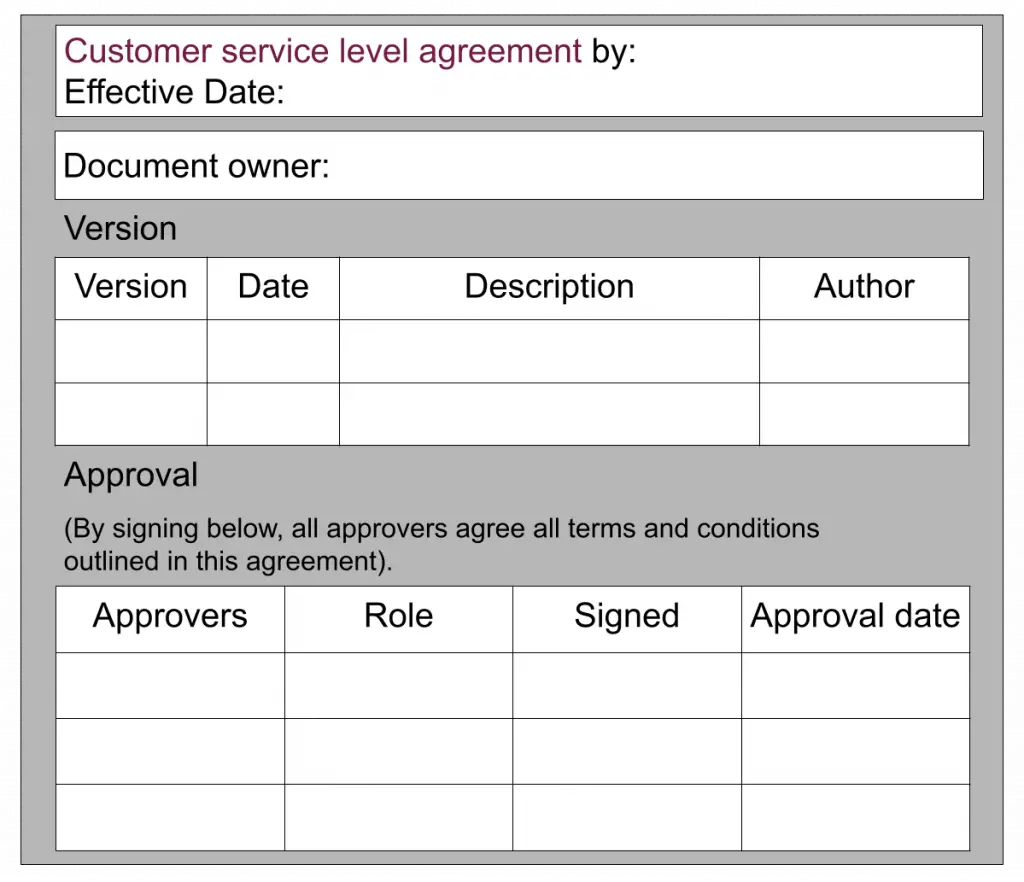 Customer service level agreement template