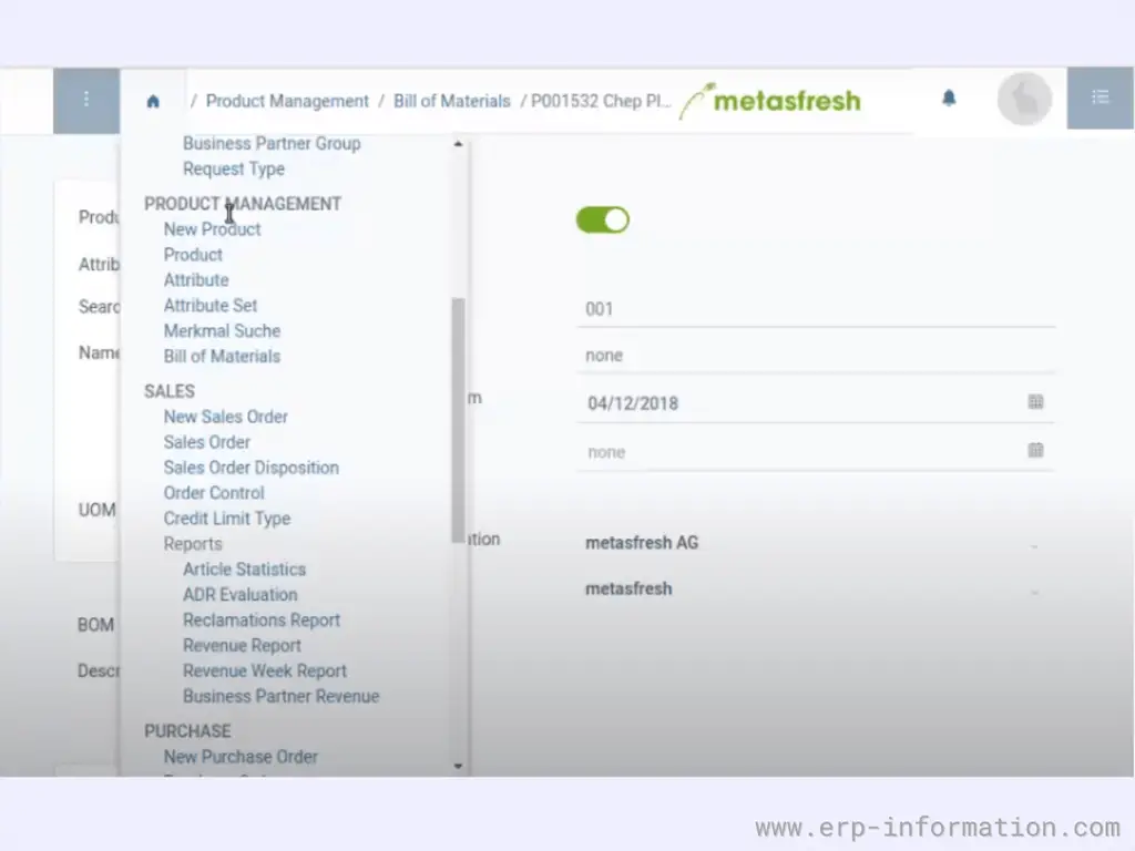 Product Management of Metasfresh ERP