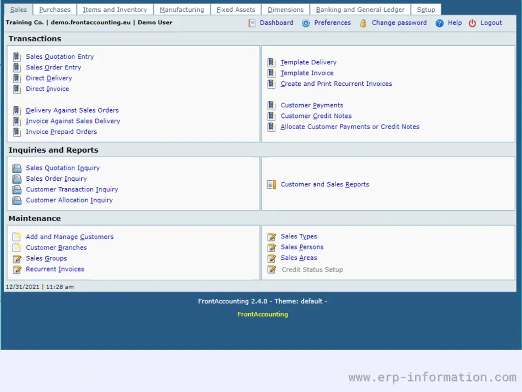 Sales of FrontAccounting ERP