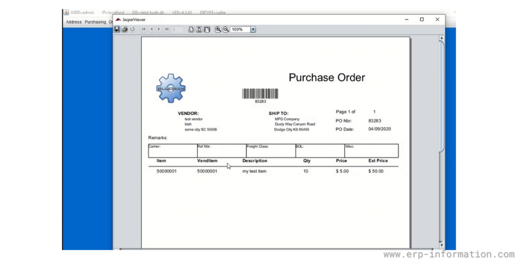 Blueseer Purchase Order