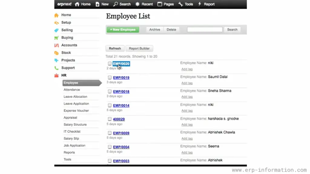 ERPNext HR Employee List