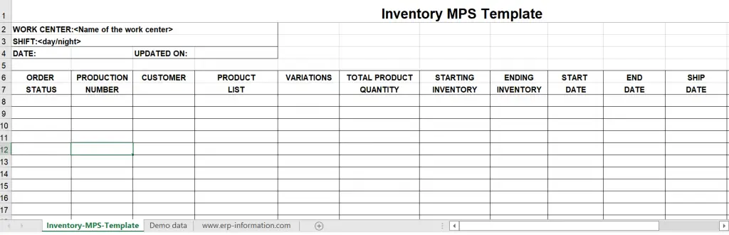 Simple inventory MPS template