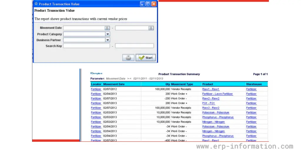 ADempiere  Product Transaction Value