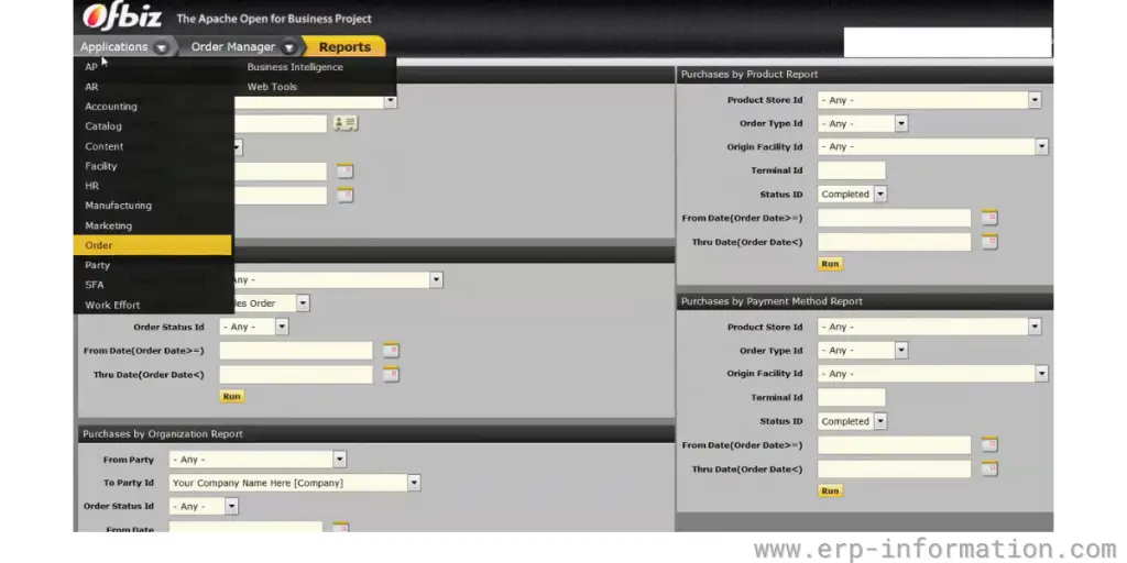 ApacheOFbiz Order reports