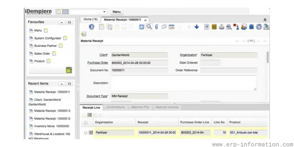 iDempiere Material Receipt