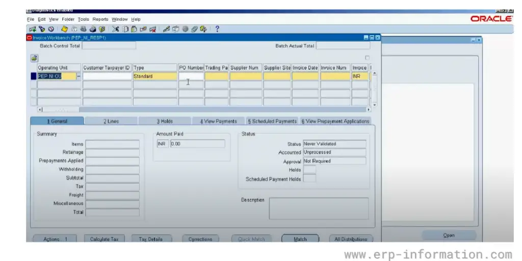 Creating an Invoice - Oracle Apps P2P