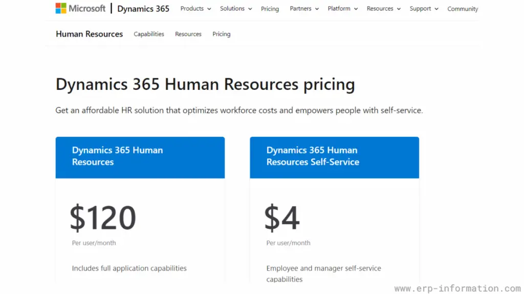 Microsoft Dynamics 365 for Human Resources-Pricing
