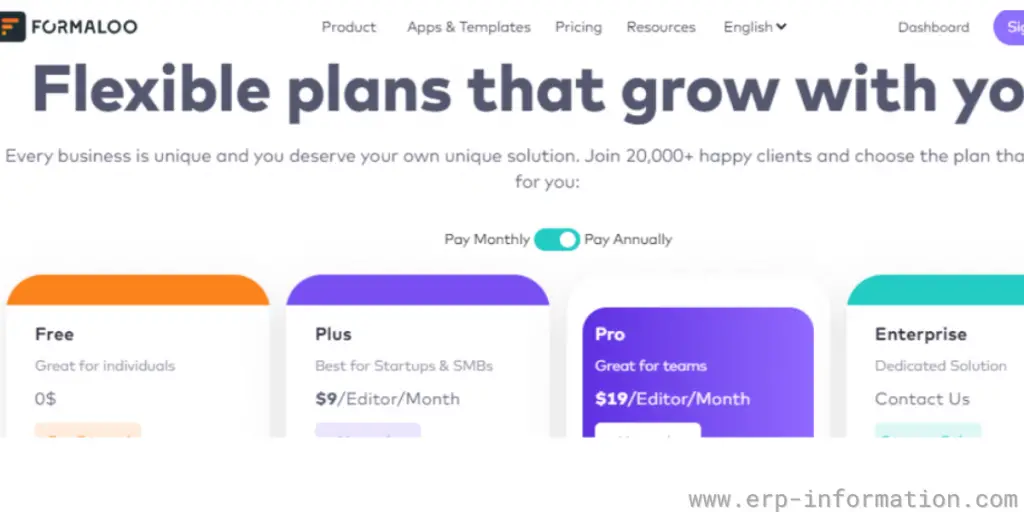 Pricing of Formaloo