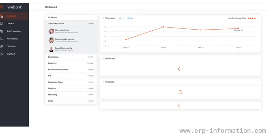 Dashboard of Hirebook