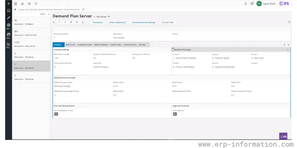 Supply chain demand plan server of IFS