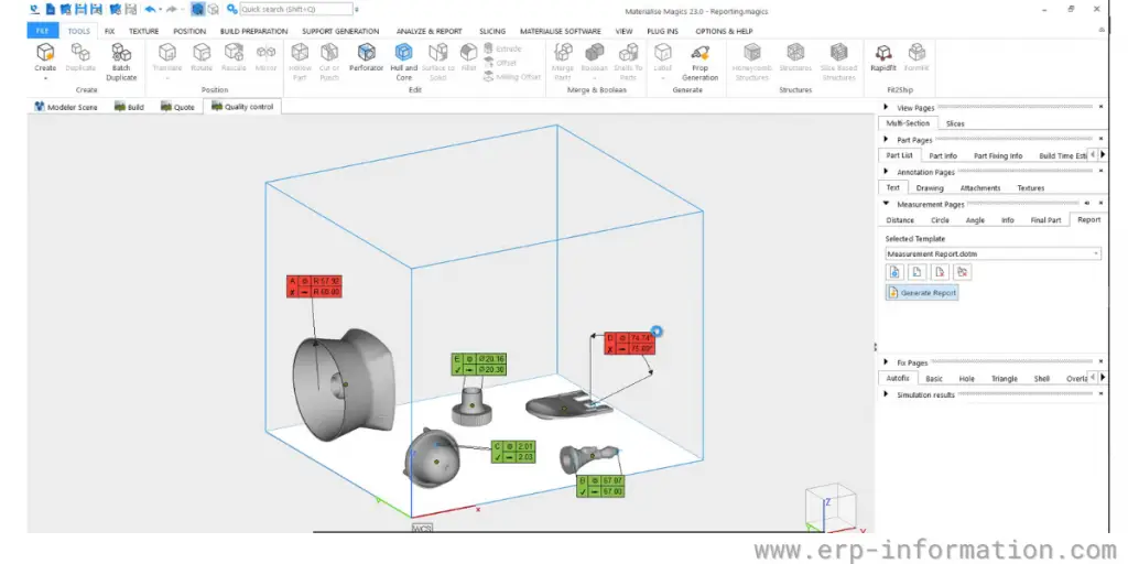 Quality control tools of Materialise Magics