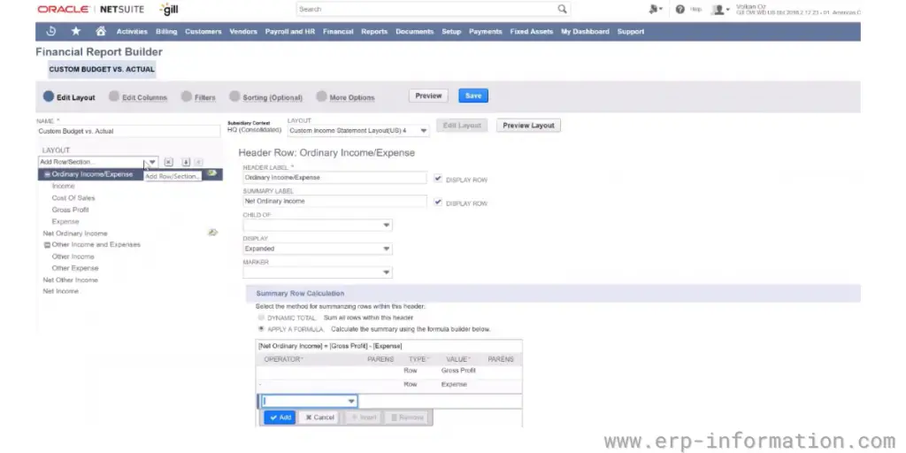 Financial Reporting of NetSuite ARM