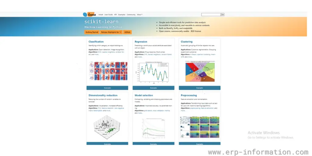 Webpage of scikit-learn