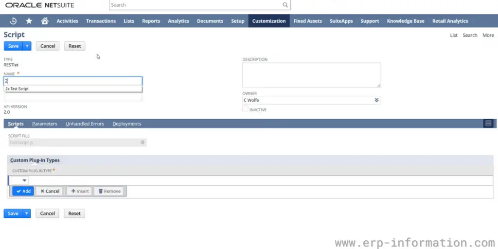 Script of Oracle NetSuite