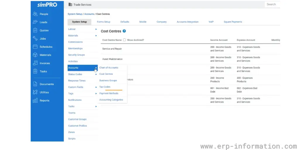 Accounting Integration Feature of simPro