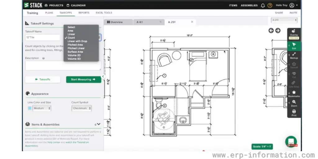 Overview of Stack Project Takeoffs Sheet