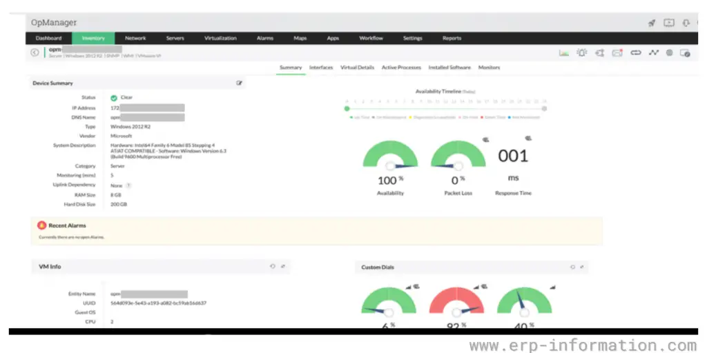 Inventory Summary of ManageEngine OpManager