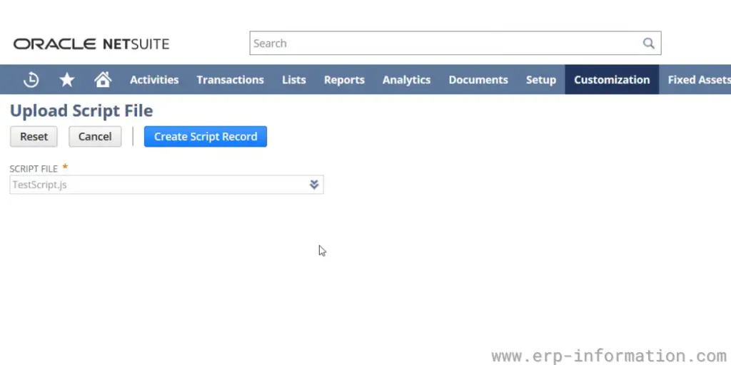 Uploading the Script on NetSuite 