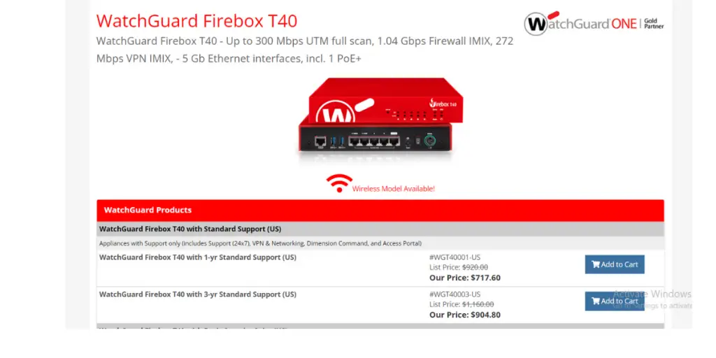 WatchGuard Fire Box T40 Pricing Details

