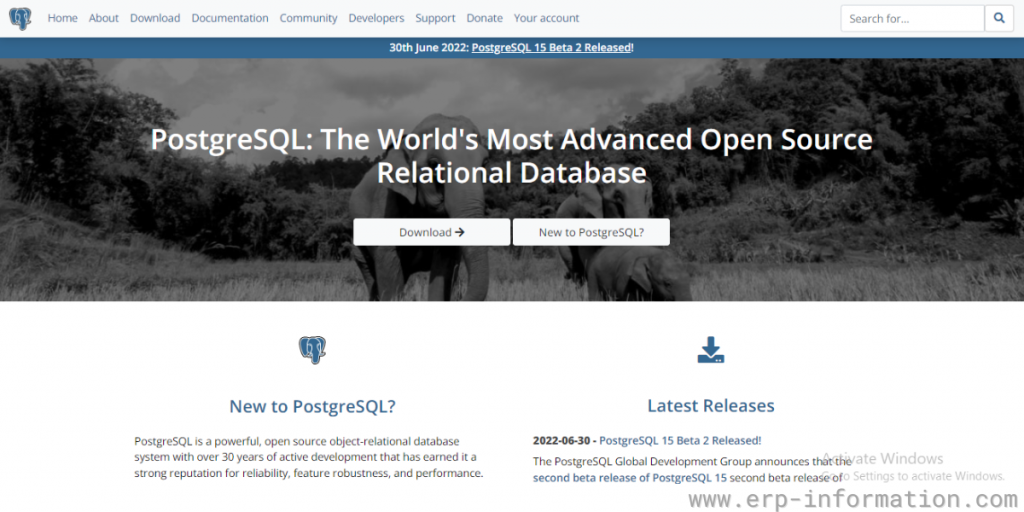PostgreSQL Webpage