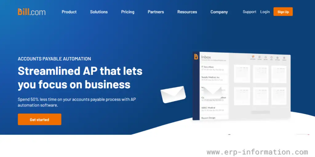 Webpage of Bill.com