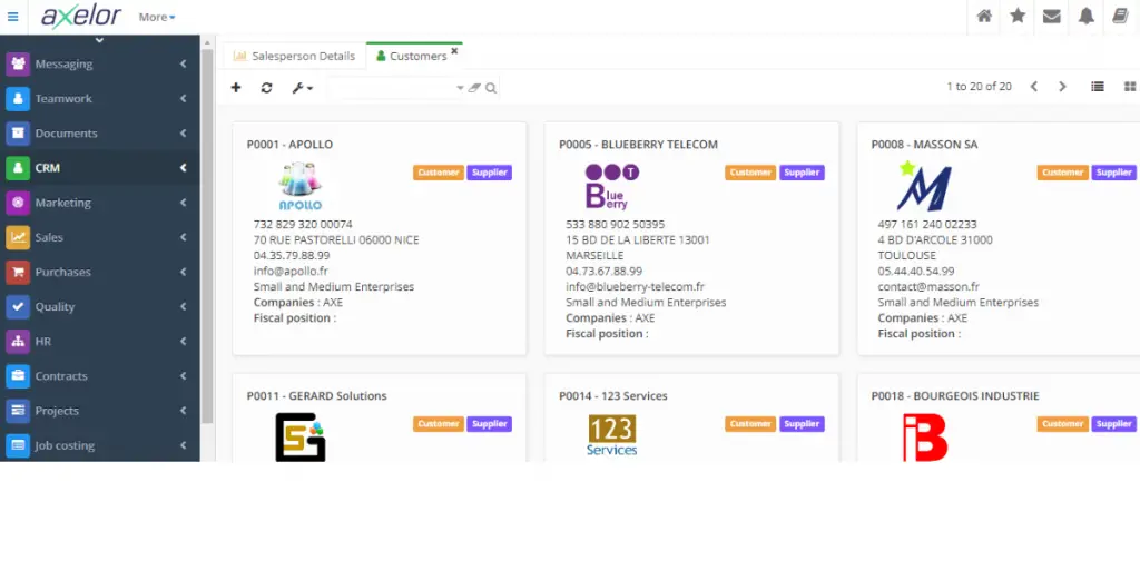 CRM of Axelor