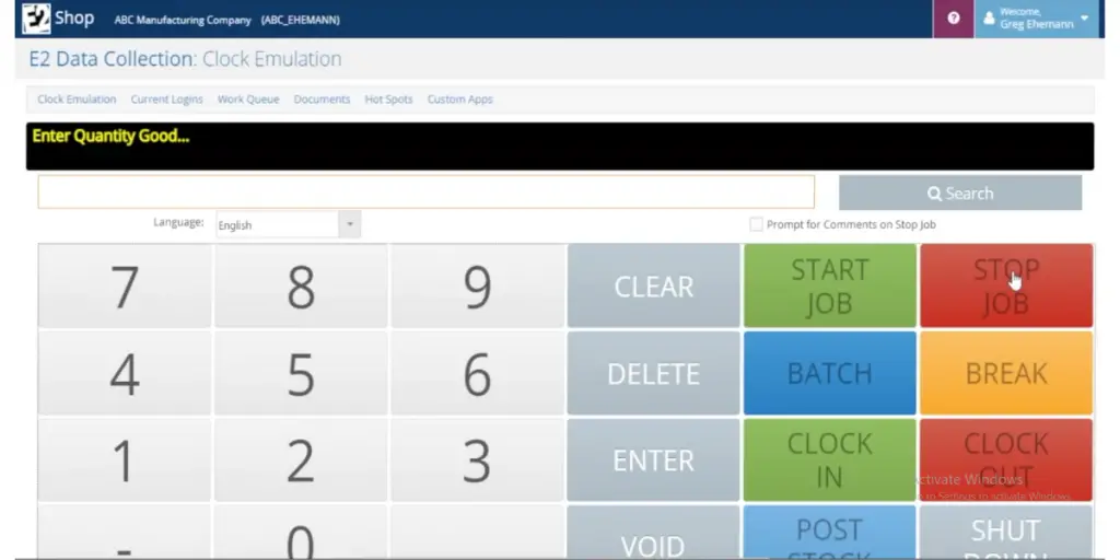 Data collection of E2 shop system