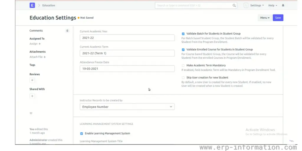 ERPNext Education Settings