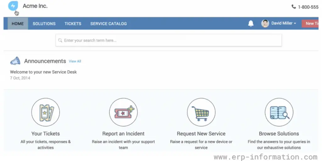 Dashboard of Freshservice
