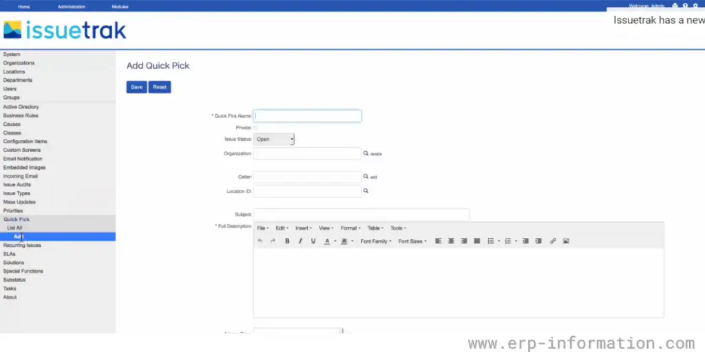 Dashboard of issuetrak