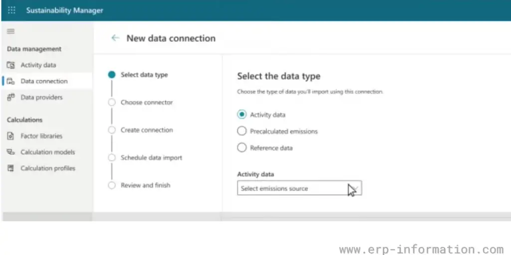 Data connection page of Microsoft Cloud for Sustainability
