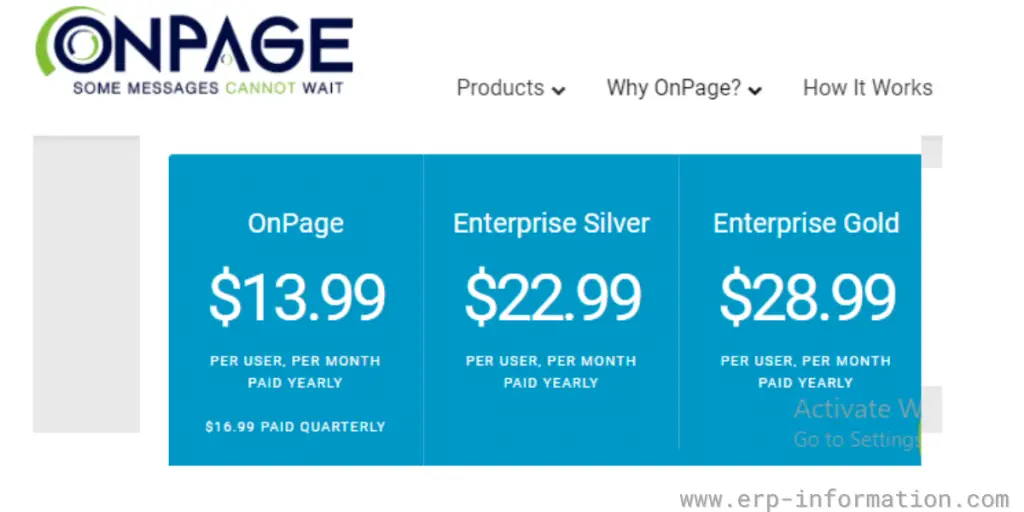 Pricing of Onpage