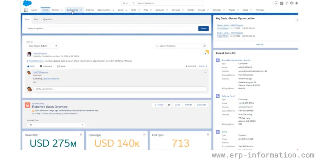 Demo page of SalesForce