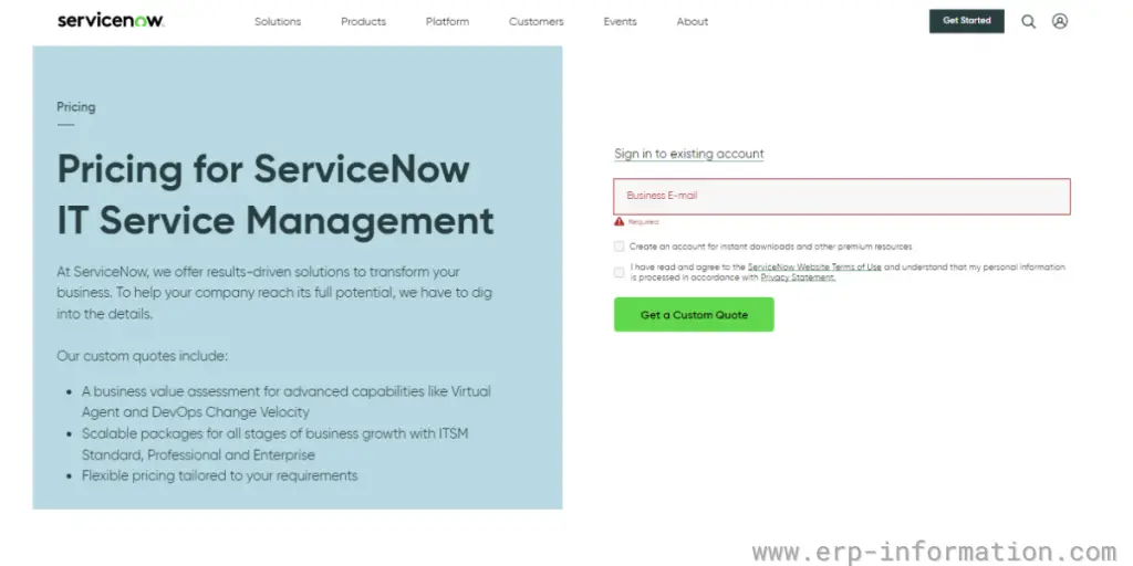 Pricing details of ServiceNow