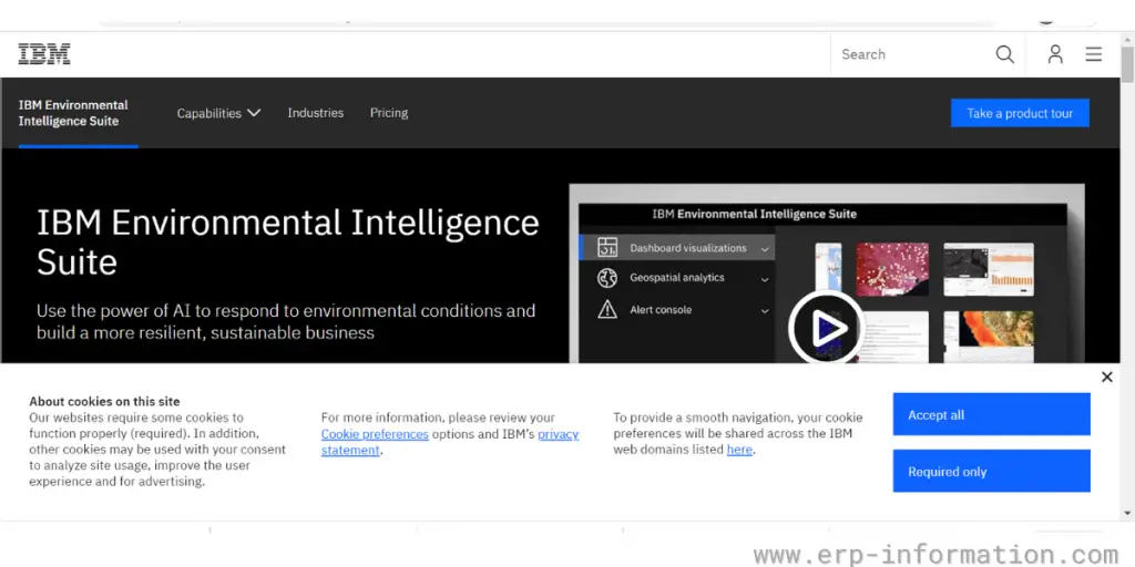 Webpage IBM Environmental Intelligence Suite