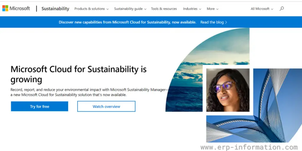 Webpage of Microsoft Cloud for Sustainability