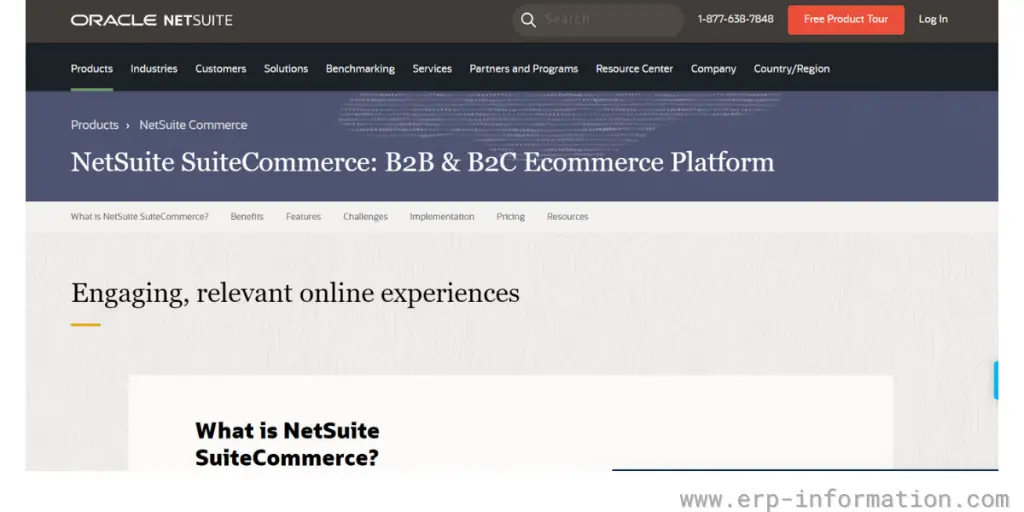 Webpage of Oracle suite-commerce