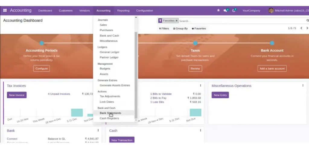 Accounting Dashboard of Odoo