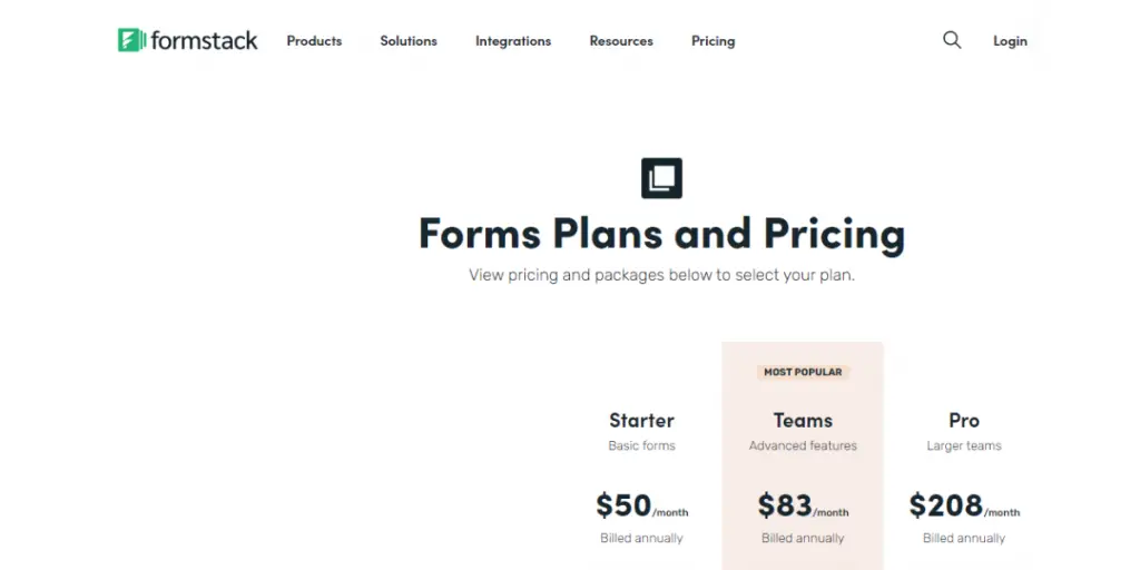 Pricing of Formstack Documents