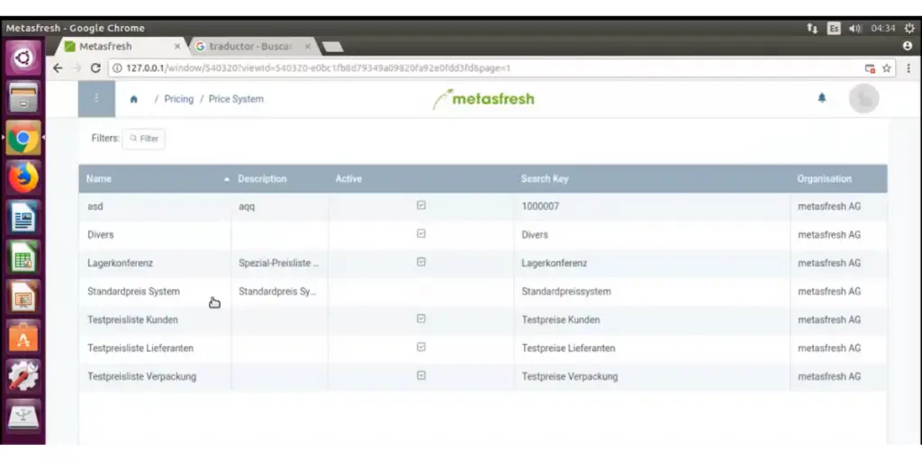 Price System of Metasfresh