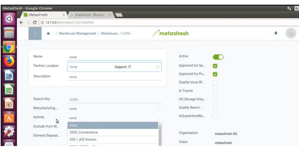 Warehouse Management of Metasfresh