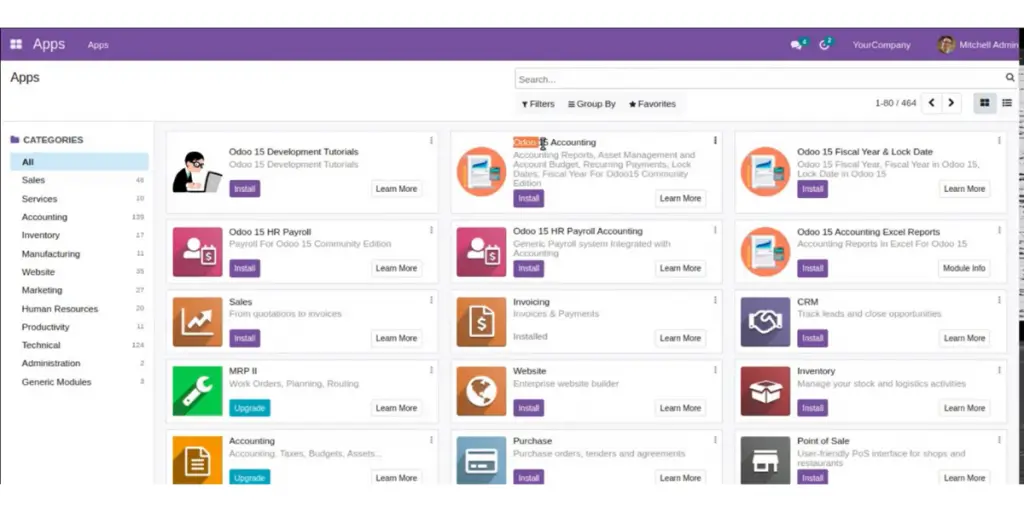 Modules of Odoo ERP