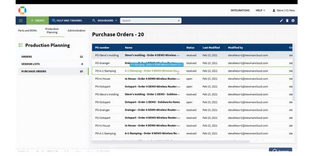 Purchase Order of OpenBOM