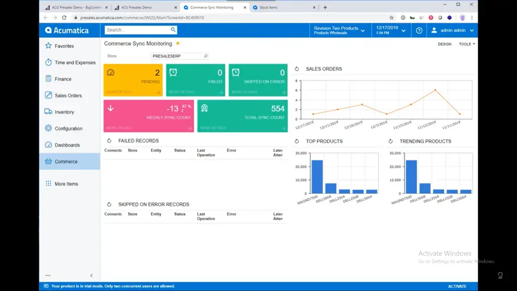 Retail commerce edition of Acumatica