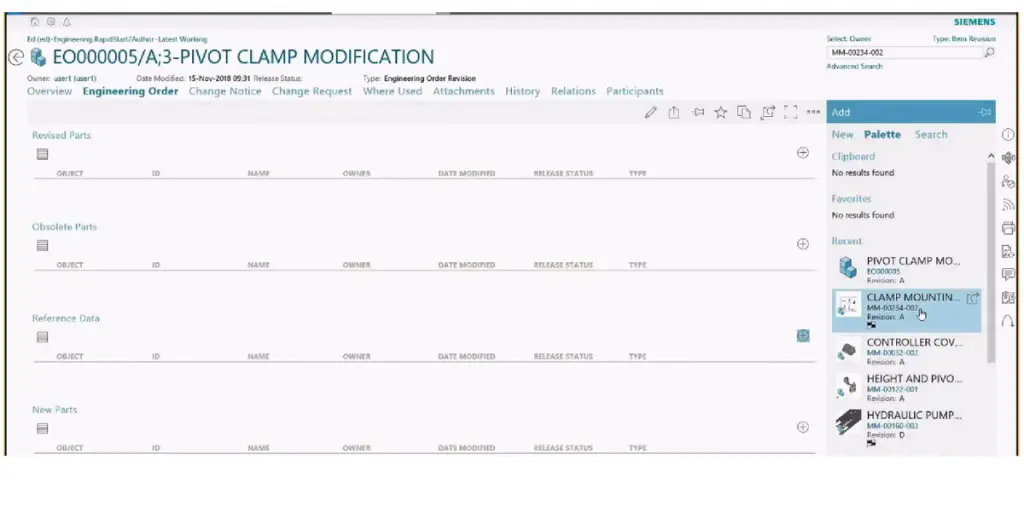 Order view of Siemens