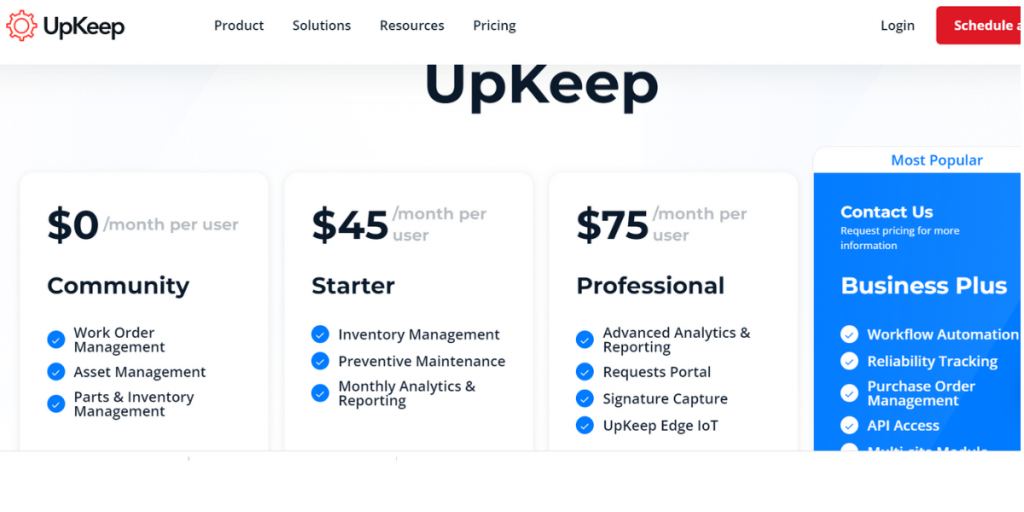 Pricing of UpKeep