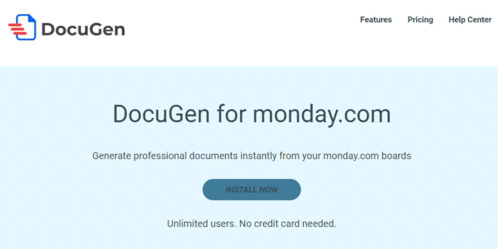 Webpage of DocuGen