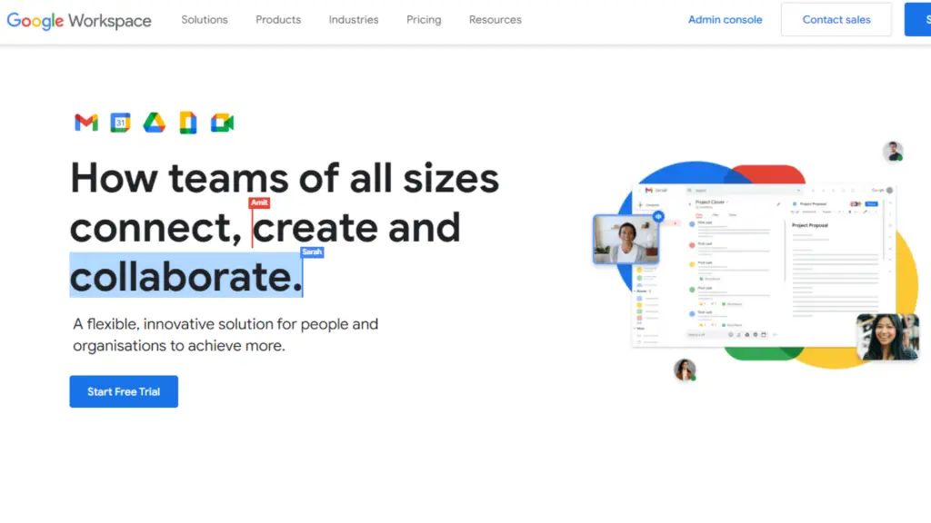 Webpage of Google Workspace