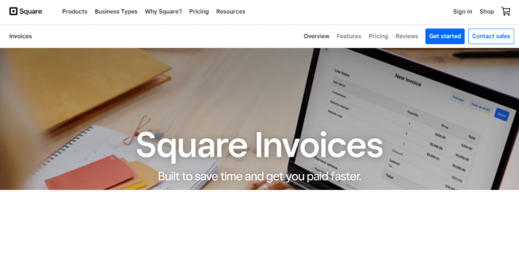 Webpage of Square