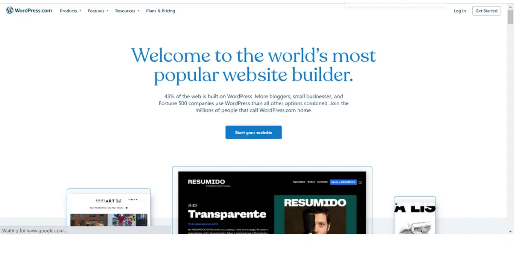 Webpage of WordPress
